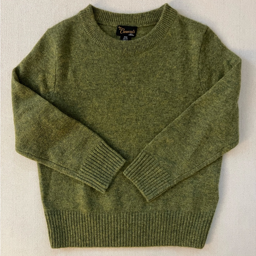 Jcrew Kids / Crewcuts Cashmere Olive Crewneck Sweater - XXS 2/3T Toddler Boys